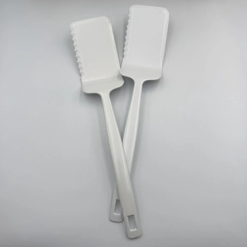 (2) Vintage COPCO White Melamine Serrated Spatula Turner Cooking Serving Utensil